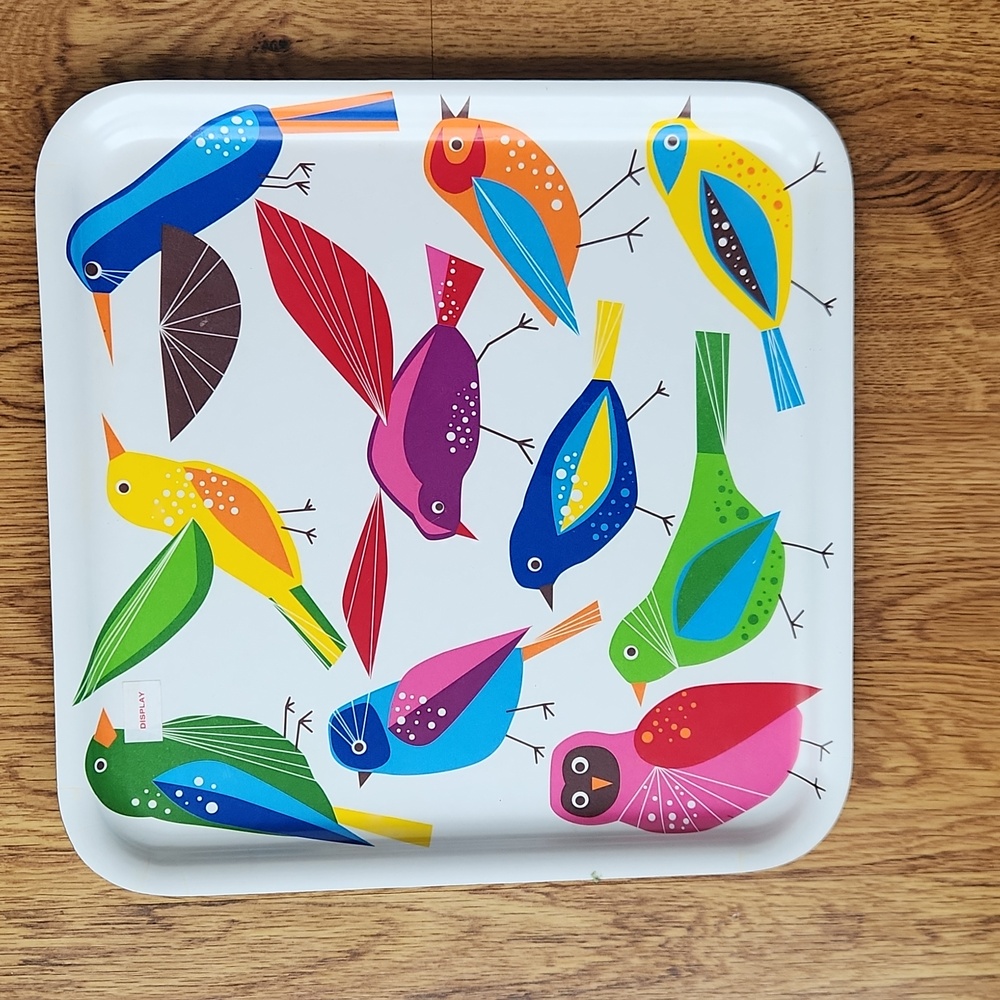 IKEA BARBAR SERVING TRAY COLORFUL BIRDS 13 X 13"  SHOWROOM DISPLAY